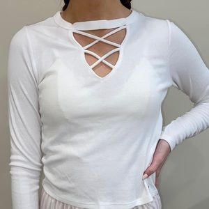 white long sleeve top